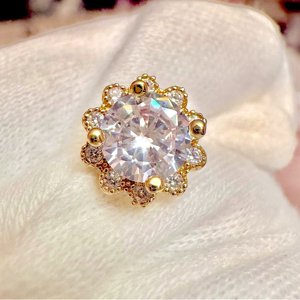 Swarovski Crystal Flower Halo Stud Earrings - Picture 5 of 9
